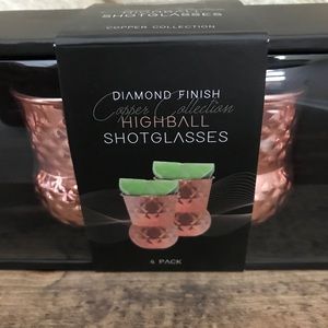 Diamond Highball Shot Glasses Copper Finish 4 Ct